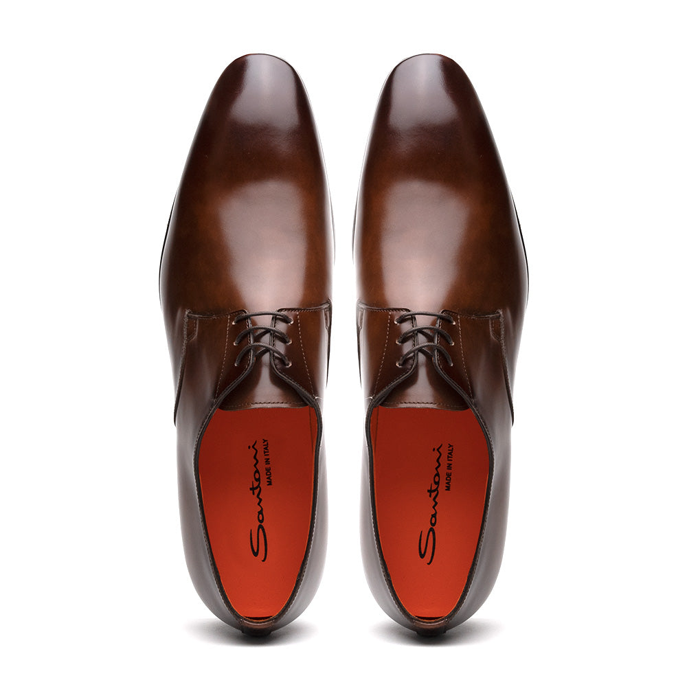 Santoni Induct O1-02 Calfskin Derby Brown