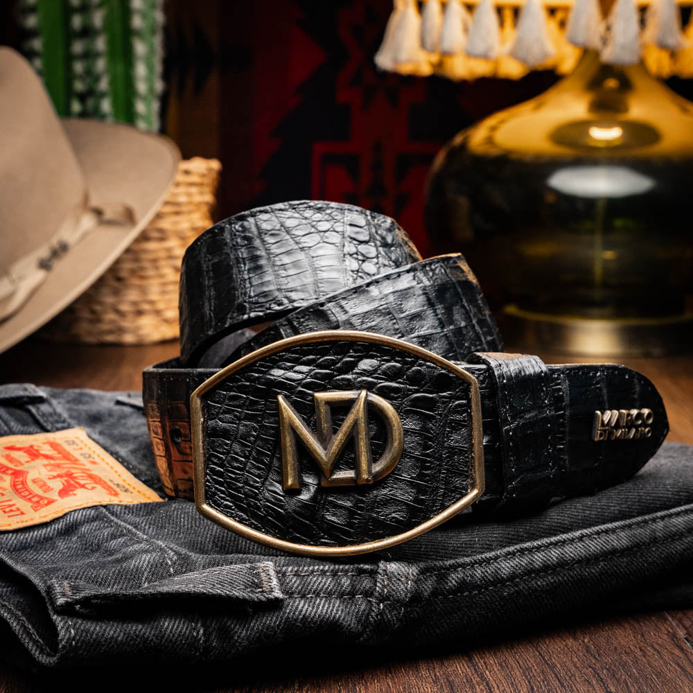 Marco Di Milano Iowa Caiman Crocodile Belt Black