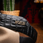 Marco Di Milano Iowa Caiman Crocodile Belt Black