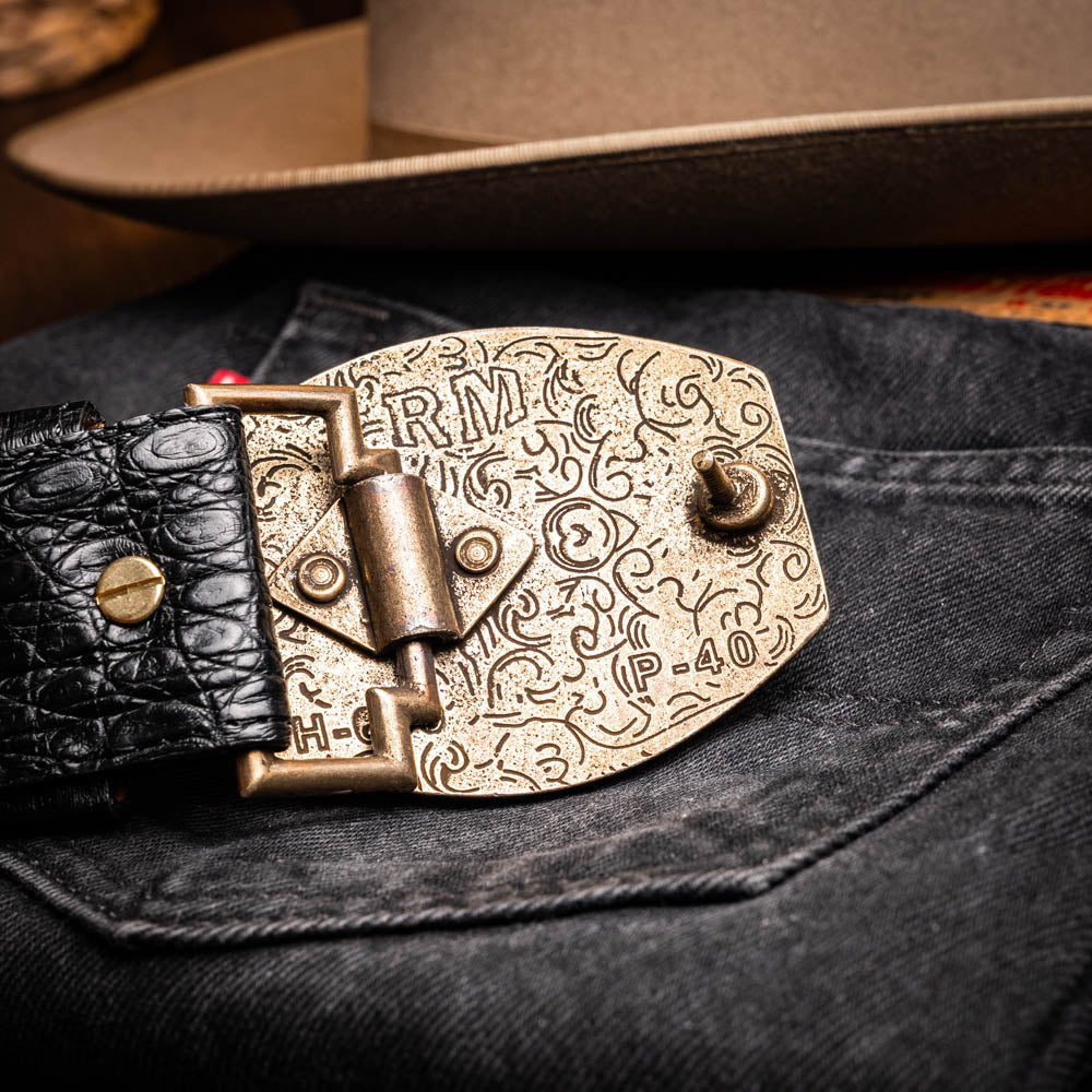 Marco Di Milano Iowa Caiman Crocodile Belt Black
