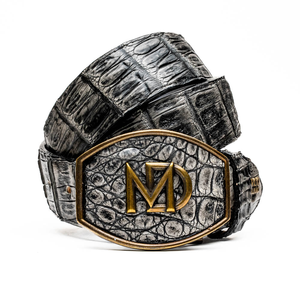 Marco Di Milano Iowa Caiman Crocodile Belt Stone Gray