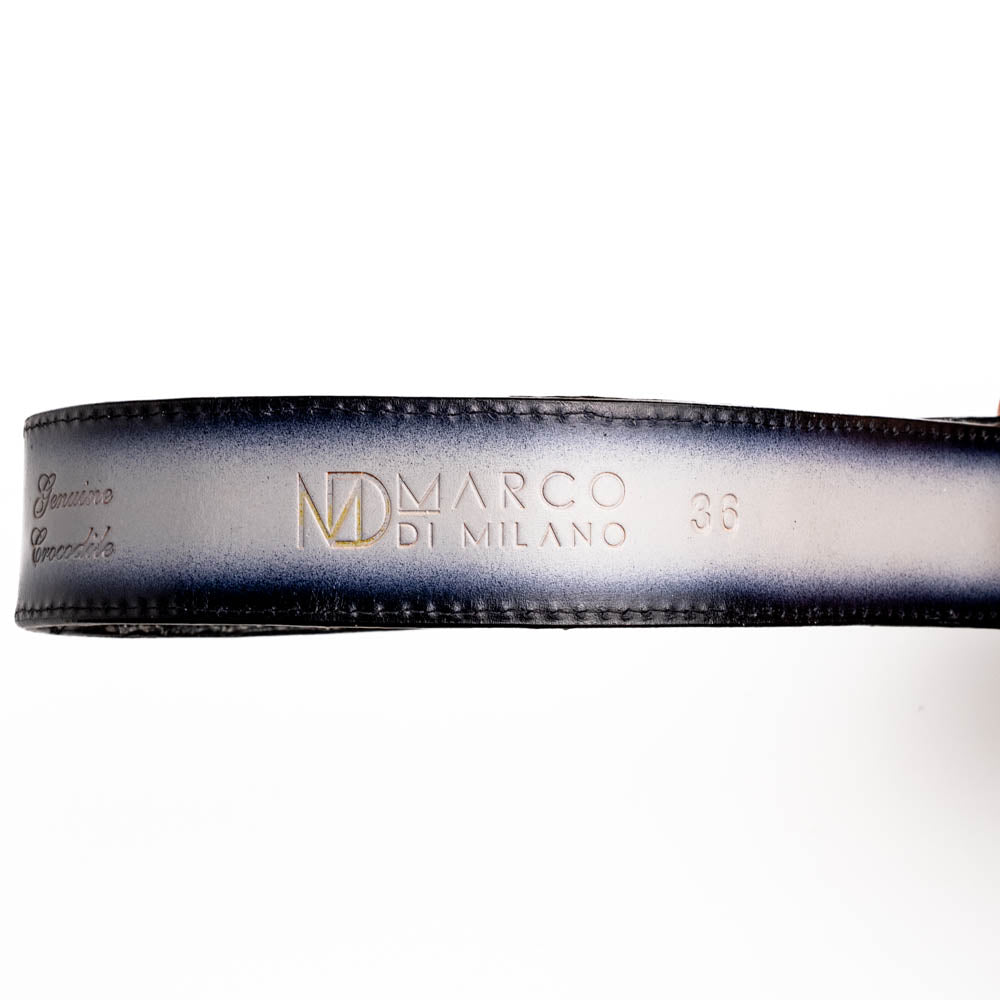 Marco Di Milano Iowa Caiman Crocodile Belt Stone Gray