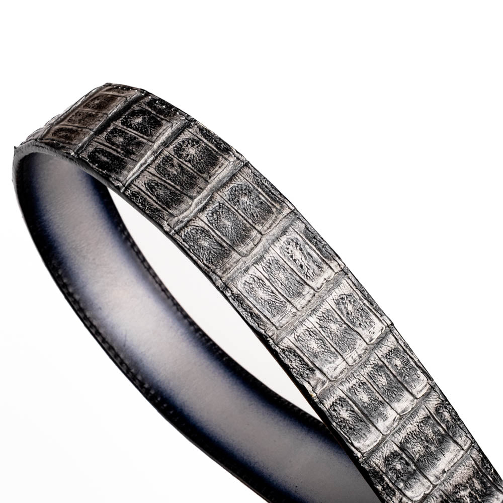 Marco Di Milano Iowa Caiman Crocodile Belt Stone Gray
