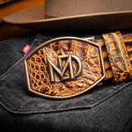 Marco Di Milano Iowa Caiman Crocodile Belt Mustard / Brown