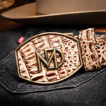 Marco Di Milano Iowa Caiman Crocodile Belt Stone Orix