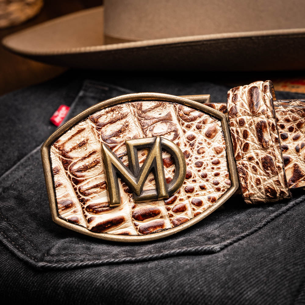 Marco Di Milano Iowa Caiman Crocodile Belt Stone Orix