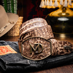 Marco Di Milano Iowa Caiman Crocodile Belt Stone Brown