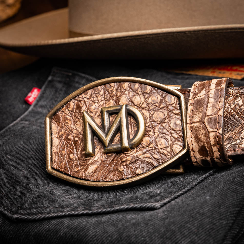 Marco Di Milano Iowa Caiman Crocodile Belt Stone Brown