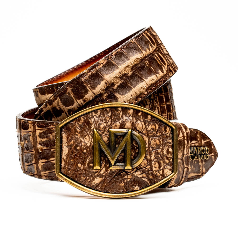 Marco Di Milano Iowa Caiman Crocodile Belt Stone Brown