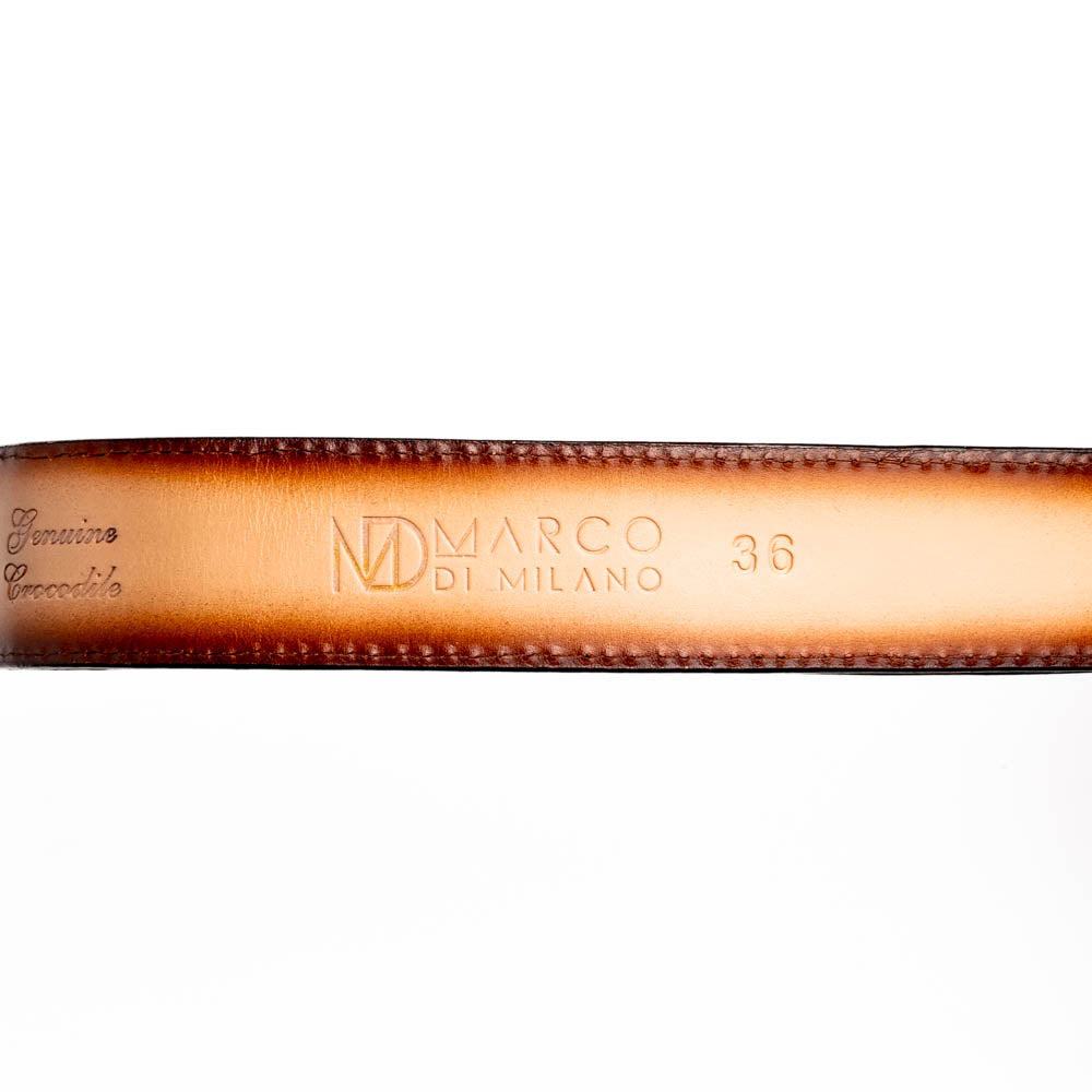 Marco Di Milano Iowa Caiman Crocodile Belt Stone Brown