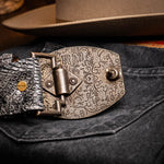 Marco Di Milano Iowa Caiman Crocodile Belt Stone Gray