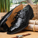 Belvedere Isola Ostrich Quill Dress Shoes Black