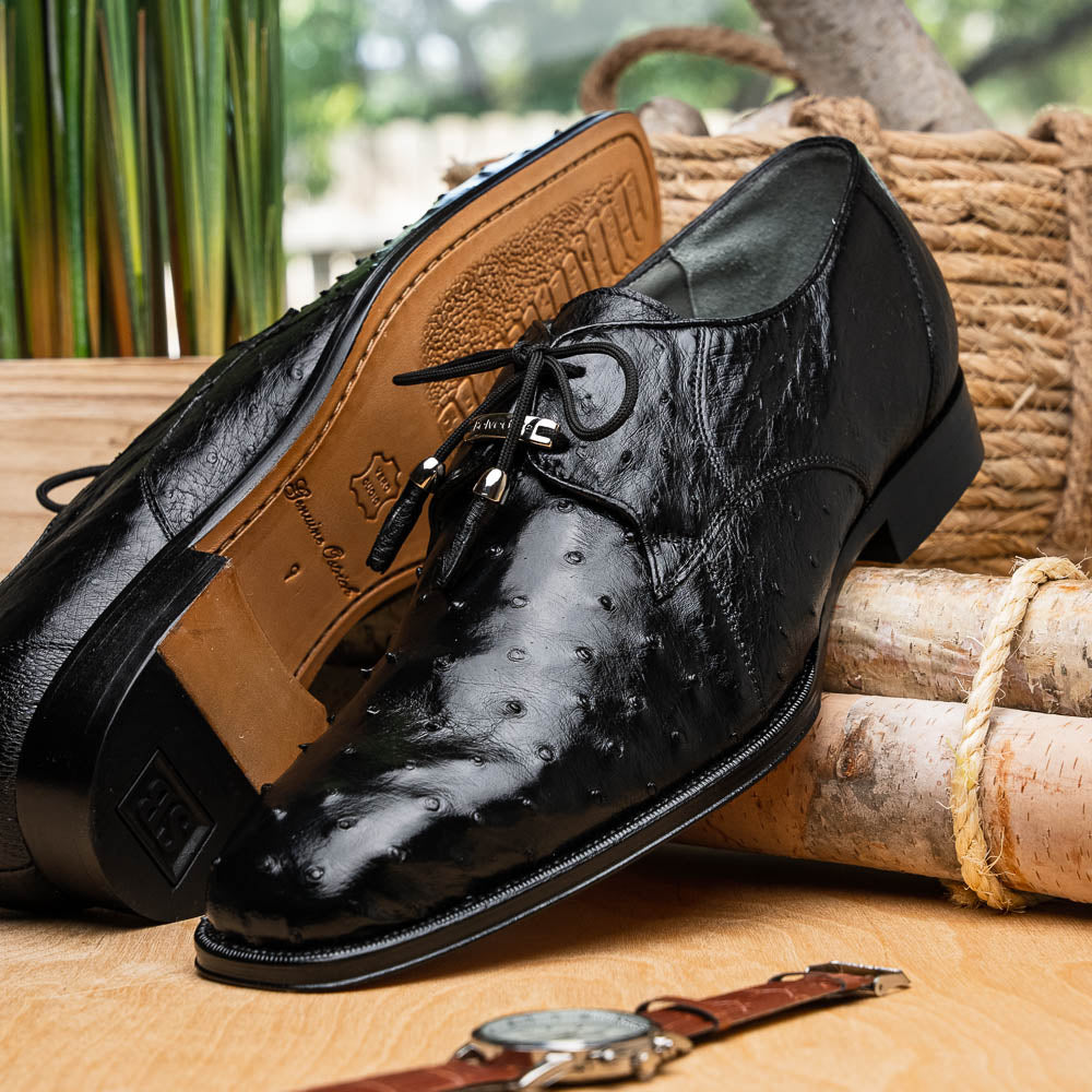 Belvedere Isola Ostrich Quill Dress Shoes Black