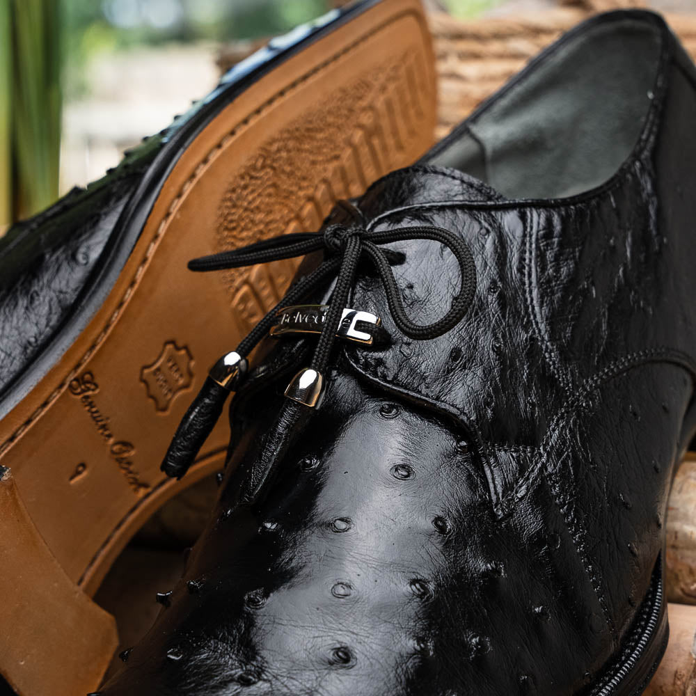 Belvedere Isola Ostrich Quill Dress Shoes Black