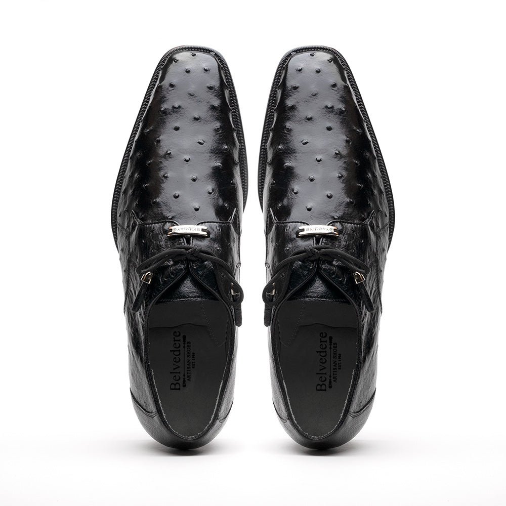 Belvedere Isola Ostrich Quill Dress Shoes Black