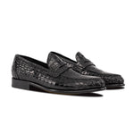 Calzoleria Toscana Izano Dip-Dyed Nile Crocodile Dress Loafer Black