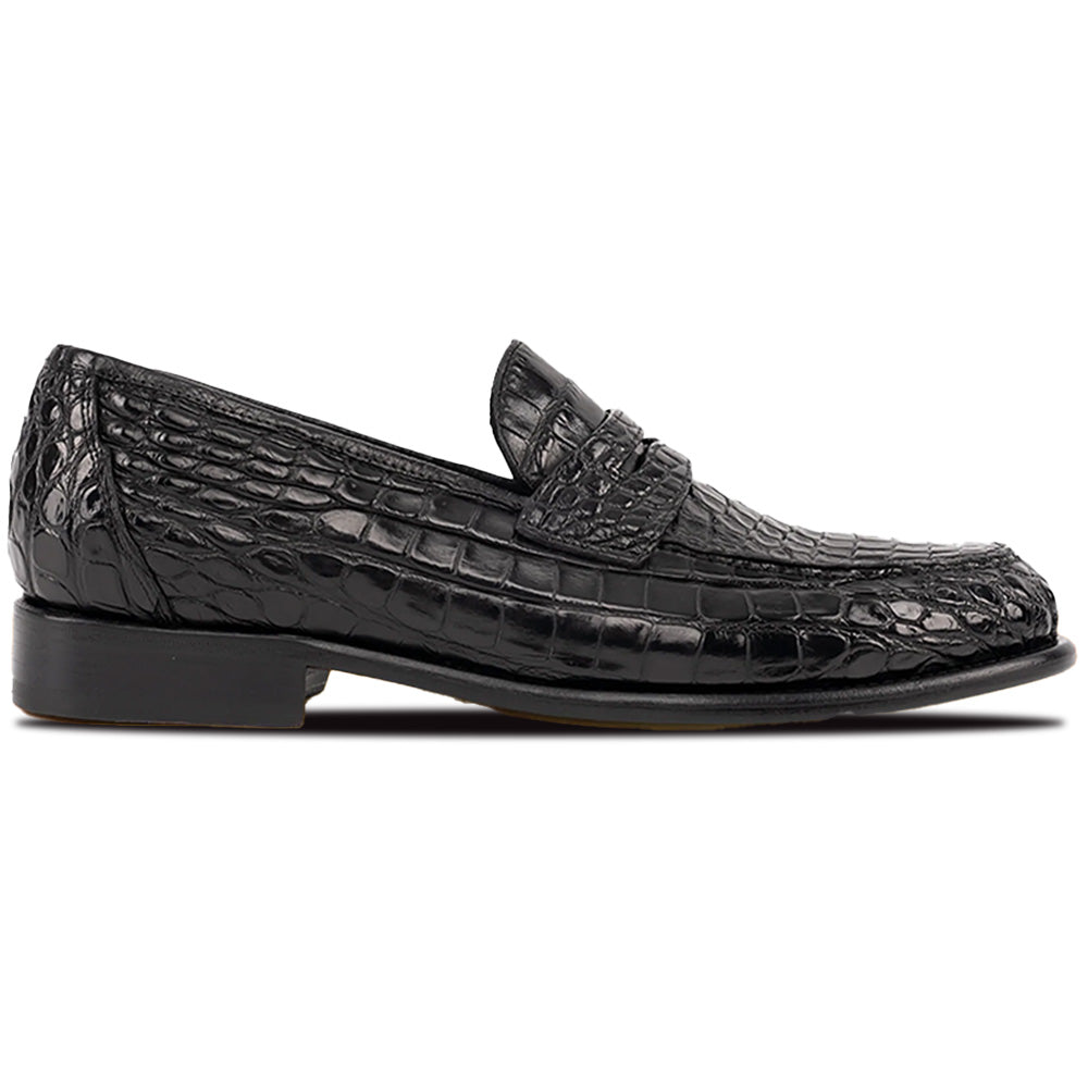 Calzoleria Toscana Izano Dip-Dyed Nile Crocodile Dress Loafer Black