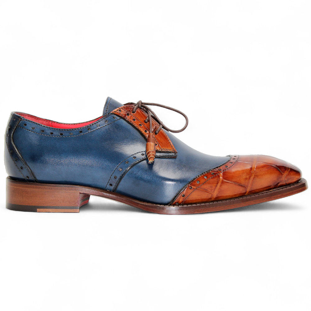 Fennix Jax Genuine Alligator & Leather Shoes Cognac / Navy