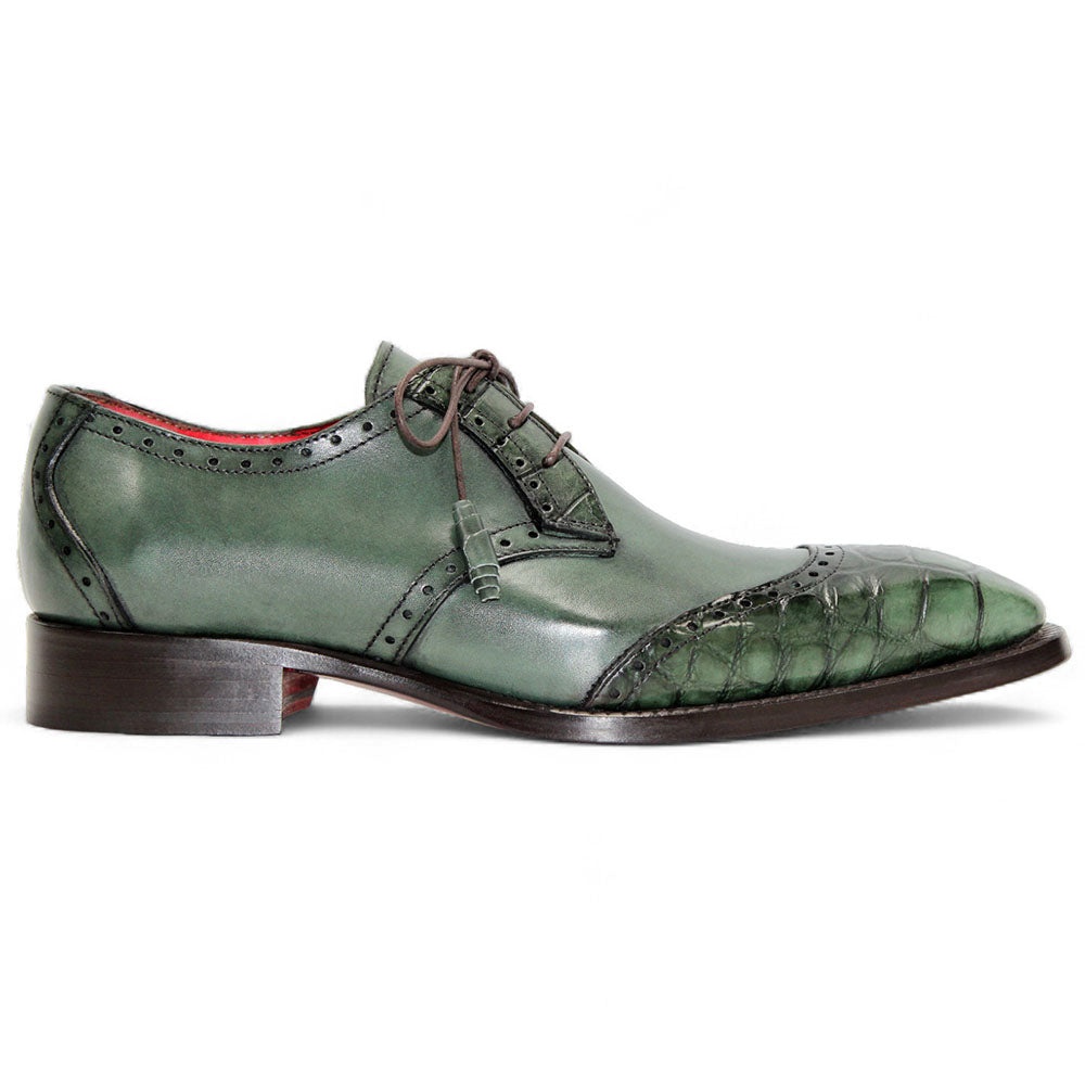 Fennix Jax Genuine Alligator & Leather Shoes Green