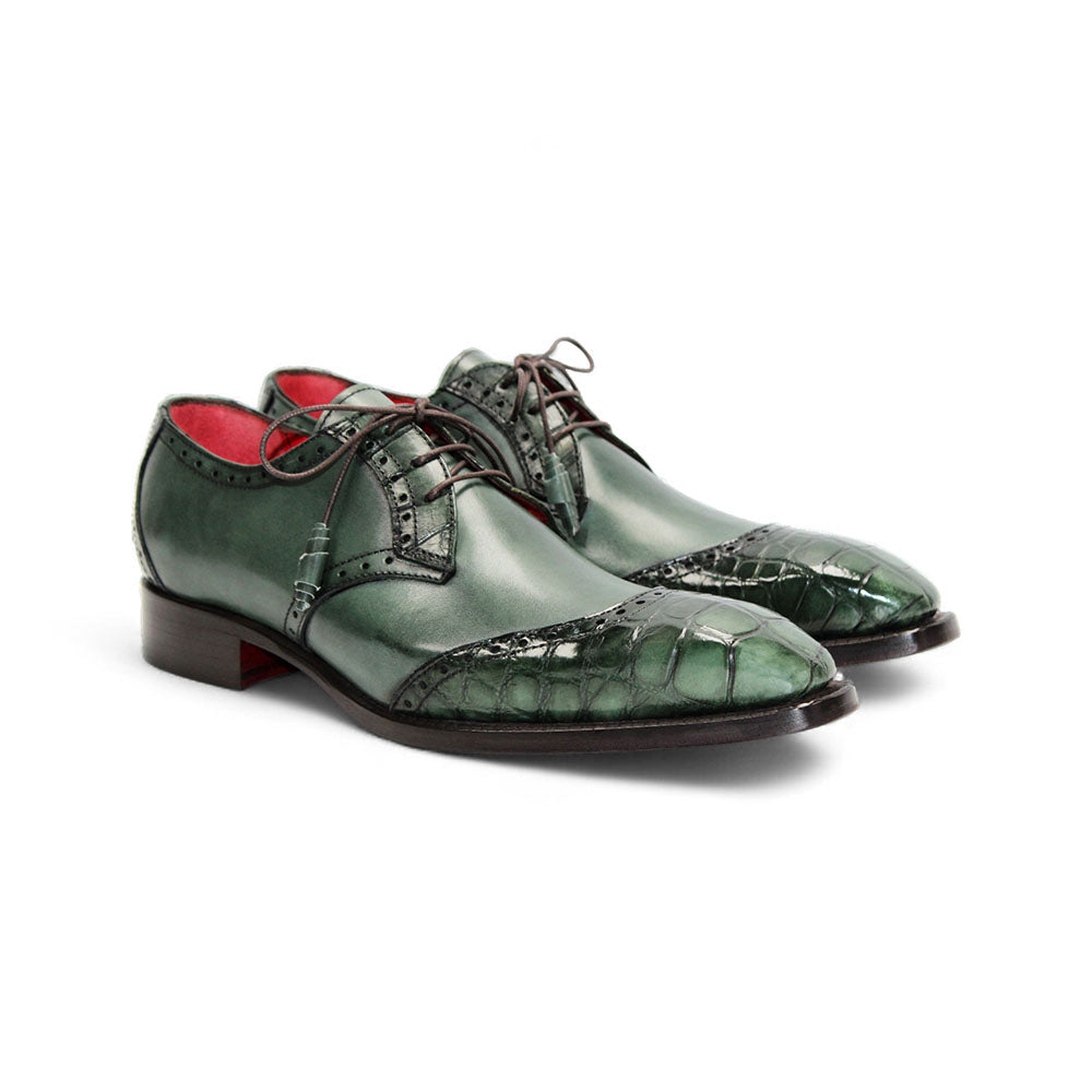 Fennix Jax Genuine Alligator & Leather Shoes Green