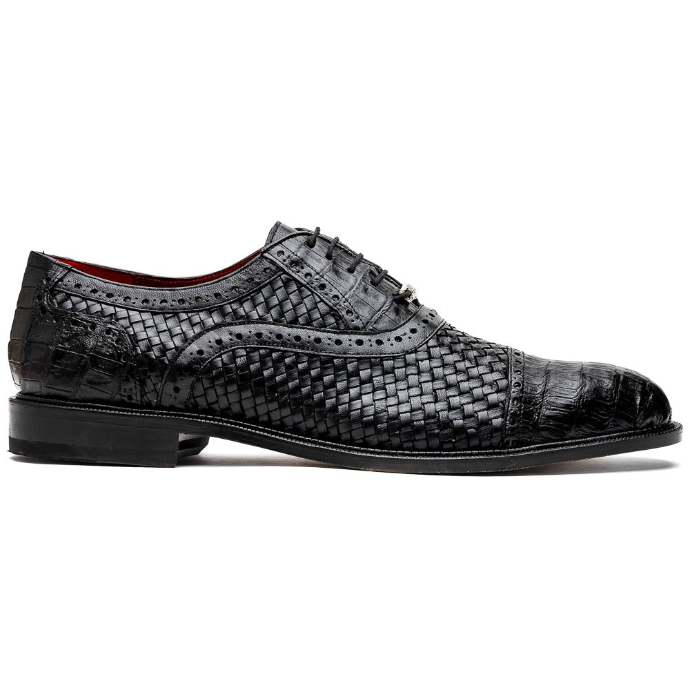 Marco Di Milano John Woven Caiman Crocodile Oxford Black