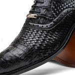Marco Di Milano John Woven Caiman Crocodile Oxford Black