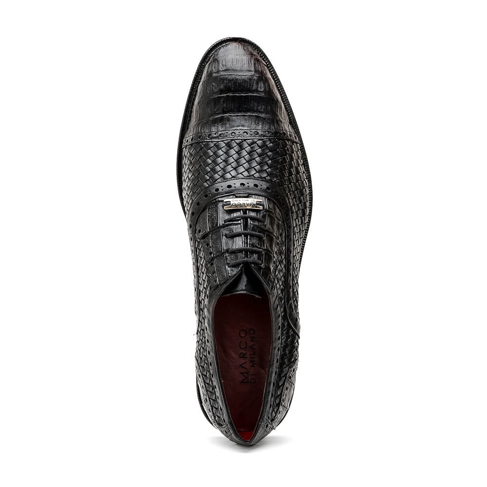 Marco Di Milano John Woven Caiman Crocodile Oxford Black