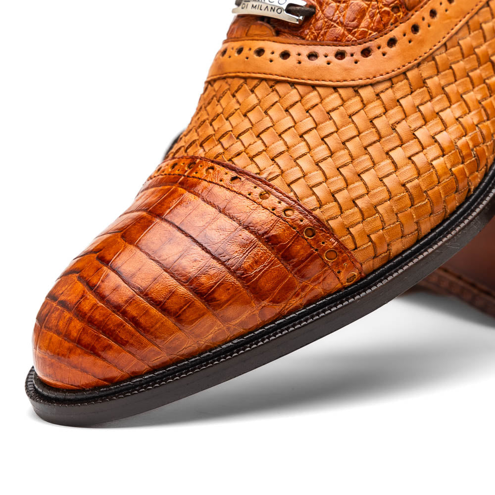 Marco Di Milano John Woven Caiman Crocodile Oxford Brandy