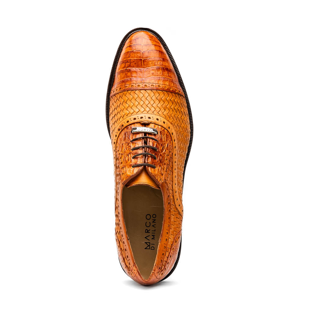 Marco Di Milano John Woven Caiman Crocodile Oxford Brandy