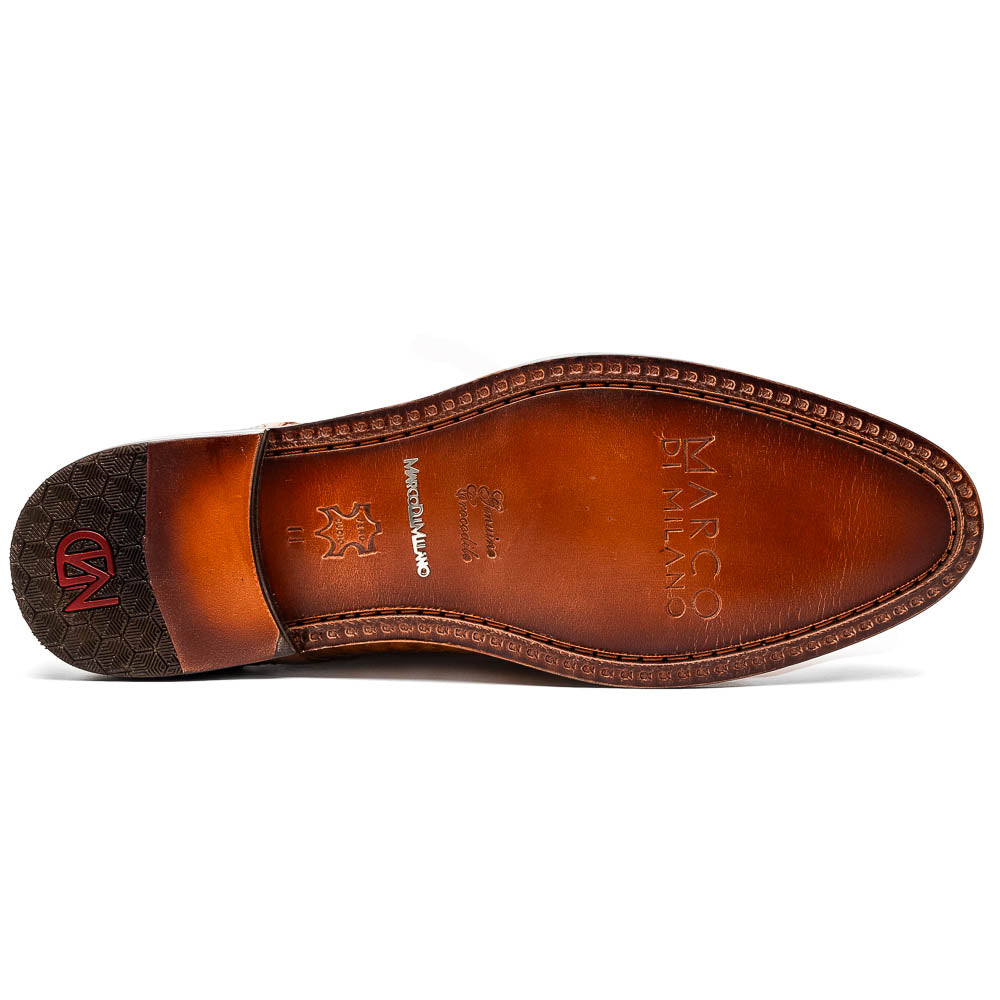Marco Di Milano John Woven Caiman Crocodile Oxford Brandy