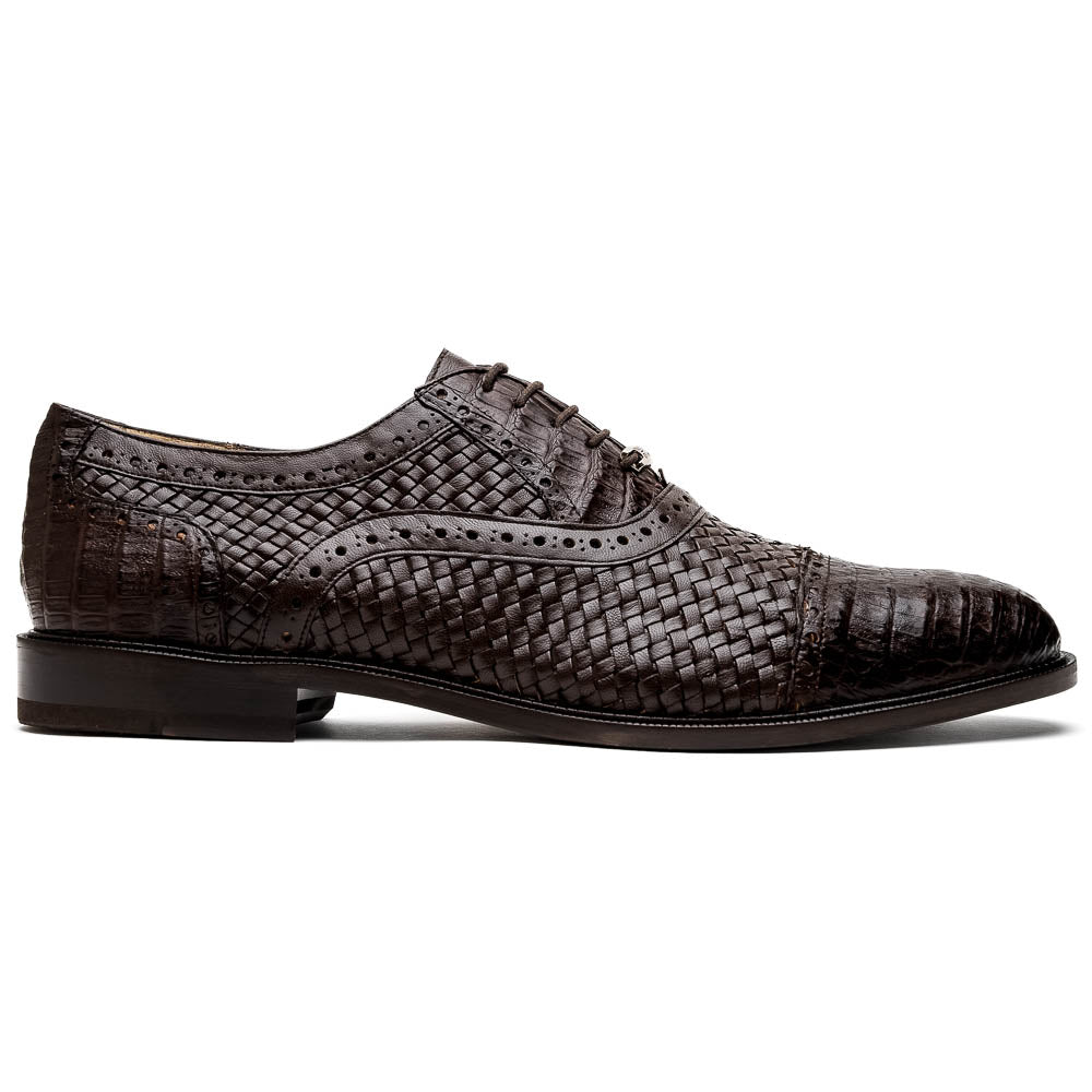Marco Di Milano John Woven Caiman Crocodile Oxford Brown