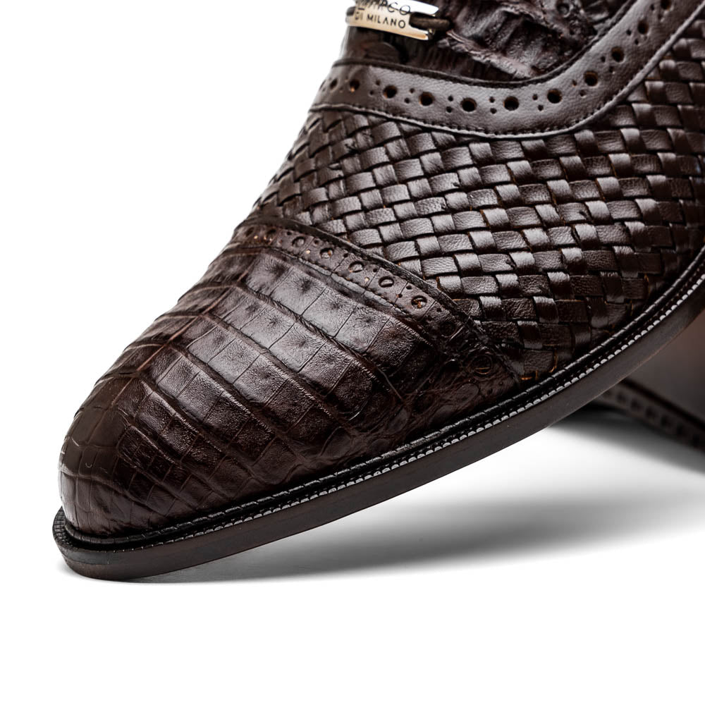 Marco Di Milano John Woven Caiman Crocodile Oxford Brown