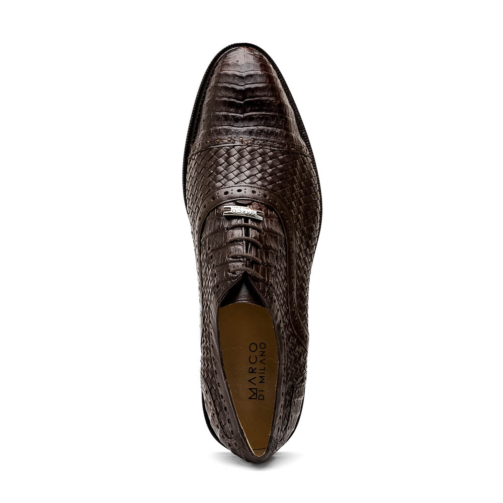 Marco Di Milano John Woven Caiman Crocodile Oxford Brown