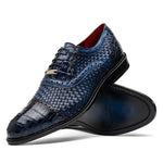 Marco Di Milano John Woven Caiman Crocodile Oxford Navy