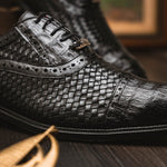 Marco Di Milano John Woven Caiman Crocodile Oxford Black