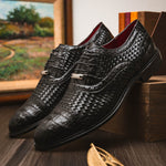 Marco Di Milano John Woven Caiman Crocodile Oxford Black