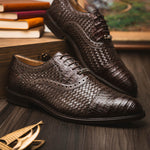 Marco Di Milano John Woven Caiman Crocodile Oxford Brown