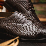 Marco Di Milano John Woven Caiman Crocodile Oxford Brown