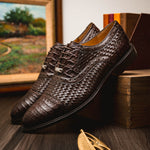 Marco Di Milano John Woven Caiman Crocodile Oxford Brown