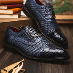 Marco Di Milano John Woven Caiman Crocodile Oxford Navy