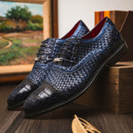 Marco Di Milano John Woven Caiman Crocodile Oxford Navy