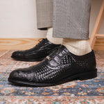 Marco Di Milano John Woven Caiman Crocodile Oxford Black