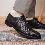 Marco Di Milano John Woven Caiman Crocodile Oxford Black