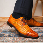 Marco Di Milano John Woven Caiman Crocodile Oxford Brandy
