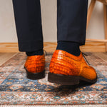 Marco Di Milano John Woven Caiman Crocodile Oxford Brandy