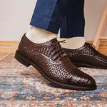 Marco Di Milano John Woven Caiman Crocodile Oxford Brown