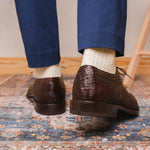 Marco Di Milano John Woven Caiman Crocodile Oxford Brown