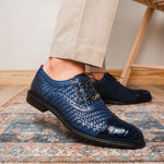 Marco Di Milano John Woven Caiman Crocodile Oxford Navy