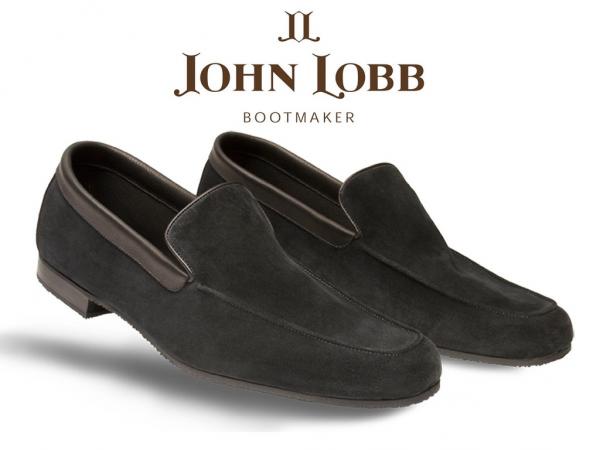 John Lobb Riviera Suede Loafers Pewter (Dark Gray)
