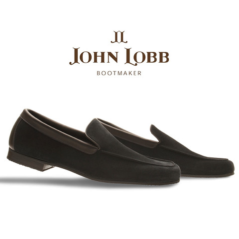 John Lobb Riviera Suede Loafers Pewter (Dark Gray)